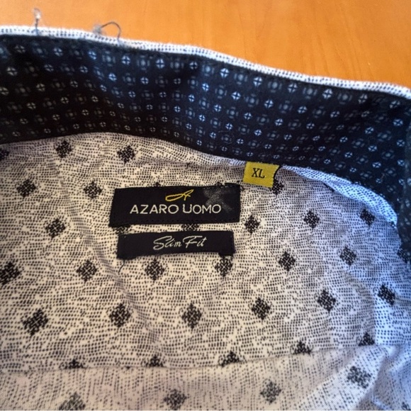 Azaro Uomo L NWT Geometric Patterned Button-Up Dress Shirt - Picture 5 of 9